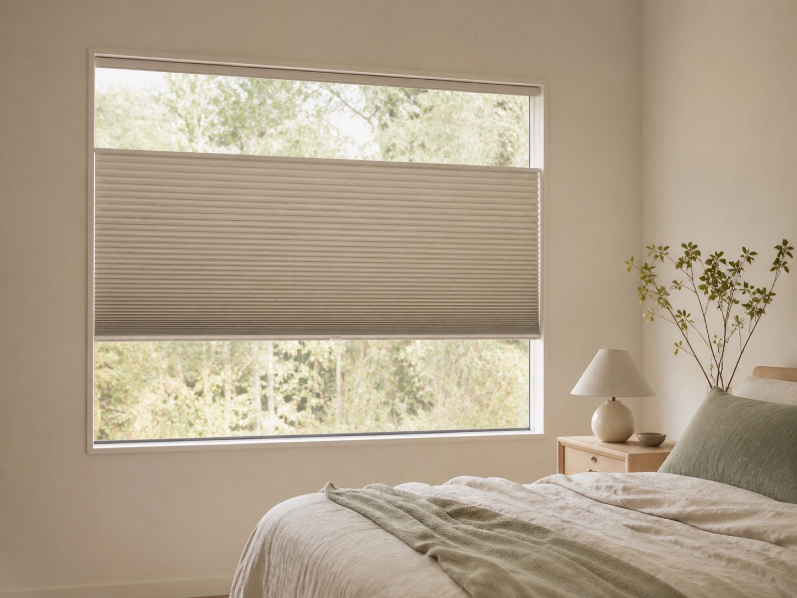 Honeycomb shades installed in a contemporary room