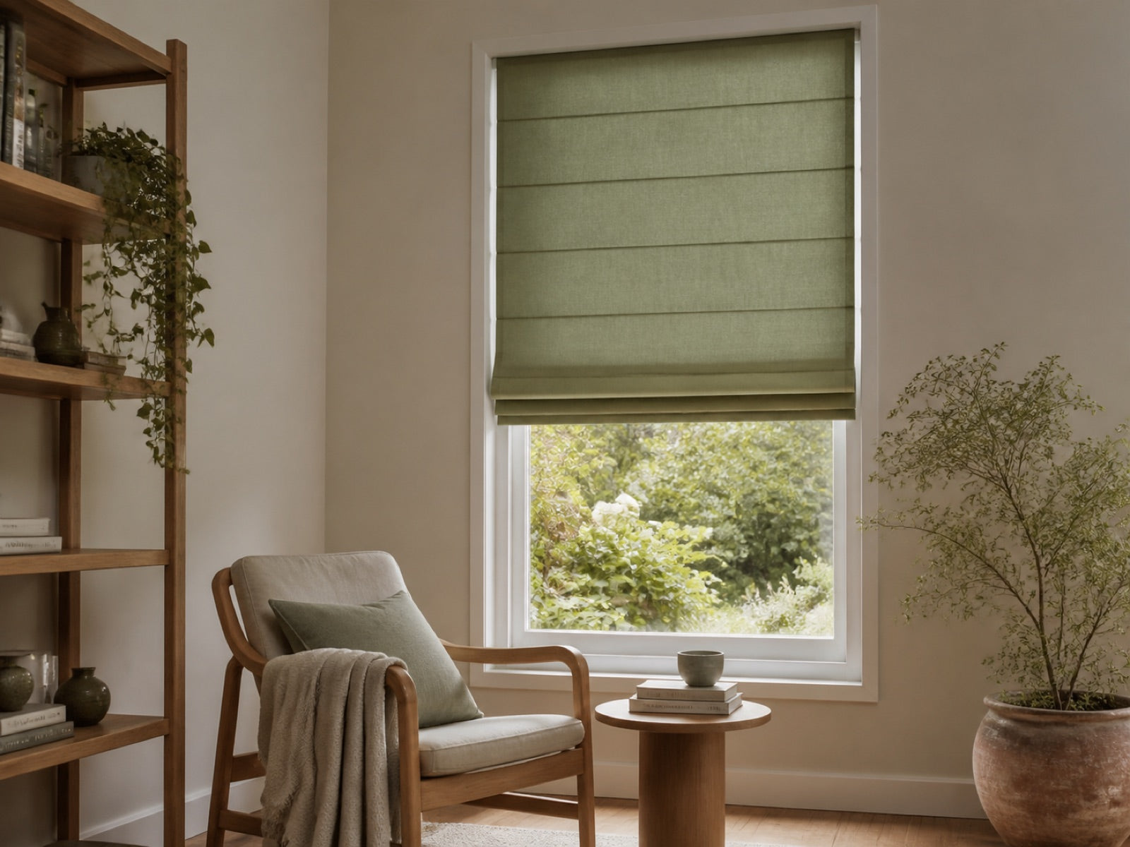Roman shades installed in a contemporary room