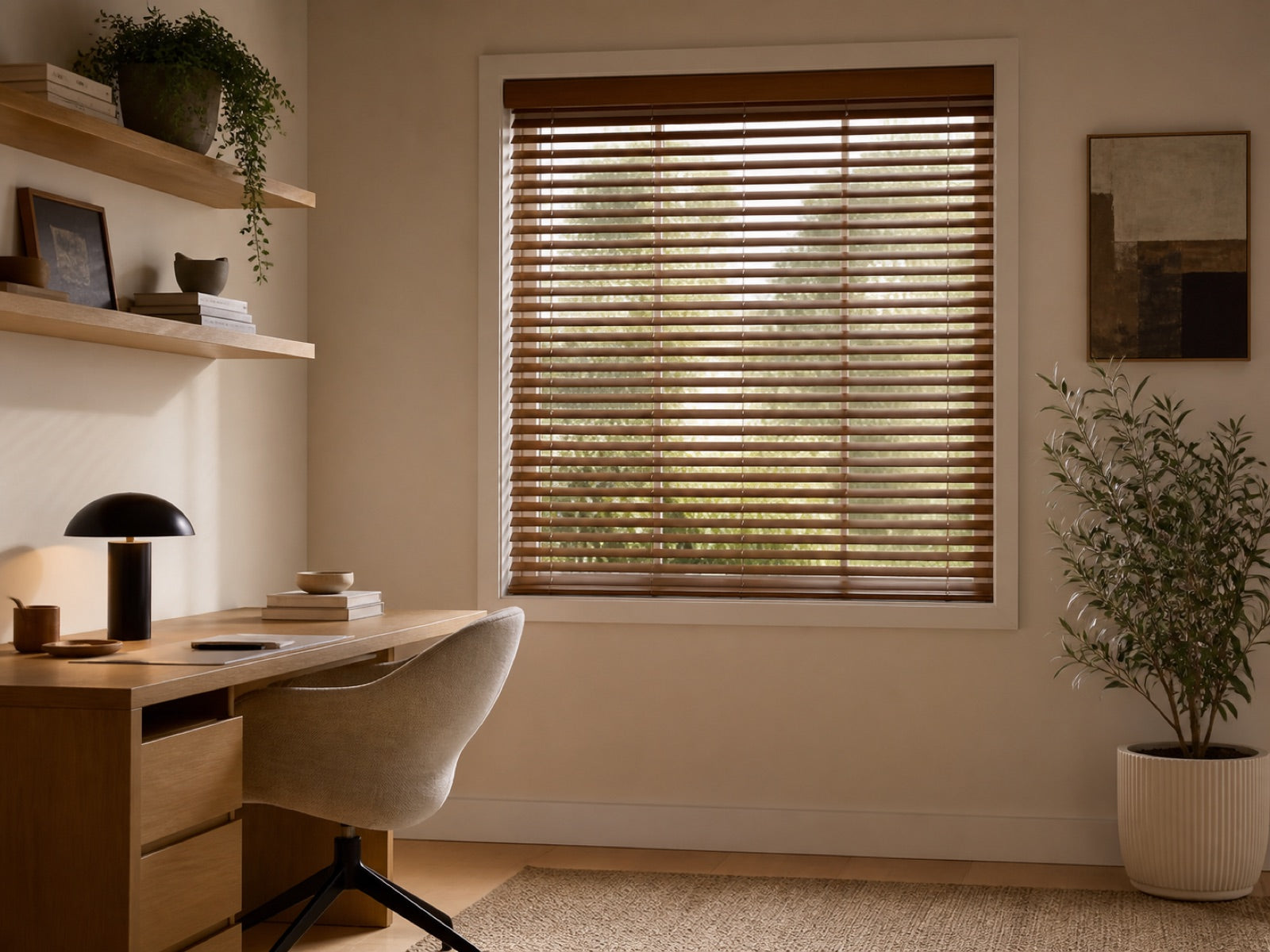 Venetian blinds installed in a contemporary room